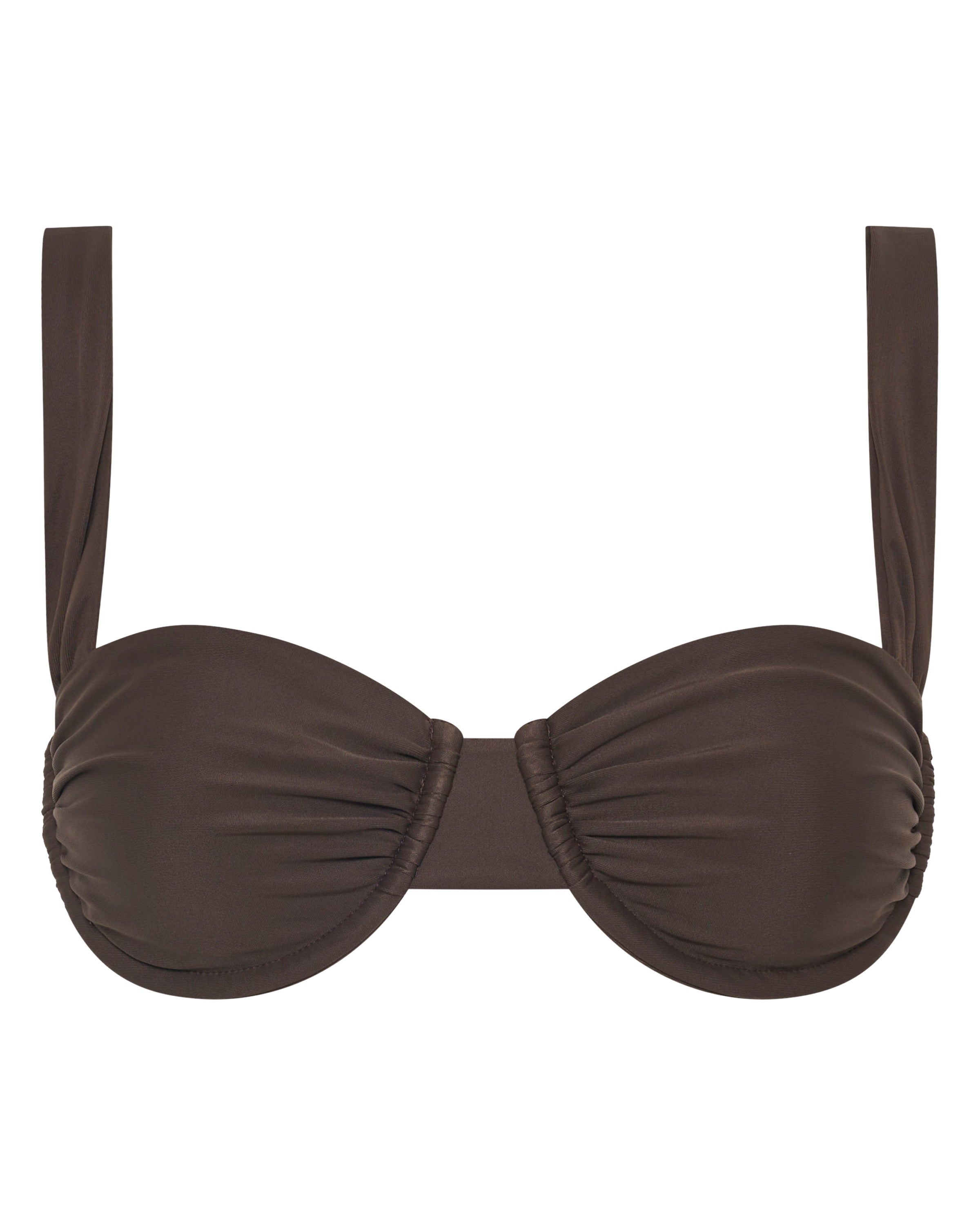 NAIA RUCHED BALCONETTE TOP IN CHOCOLATE