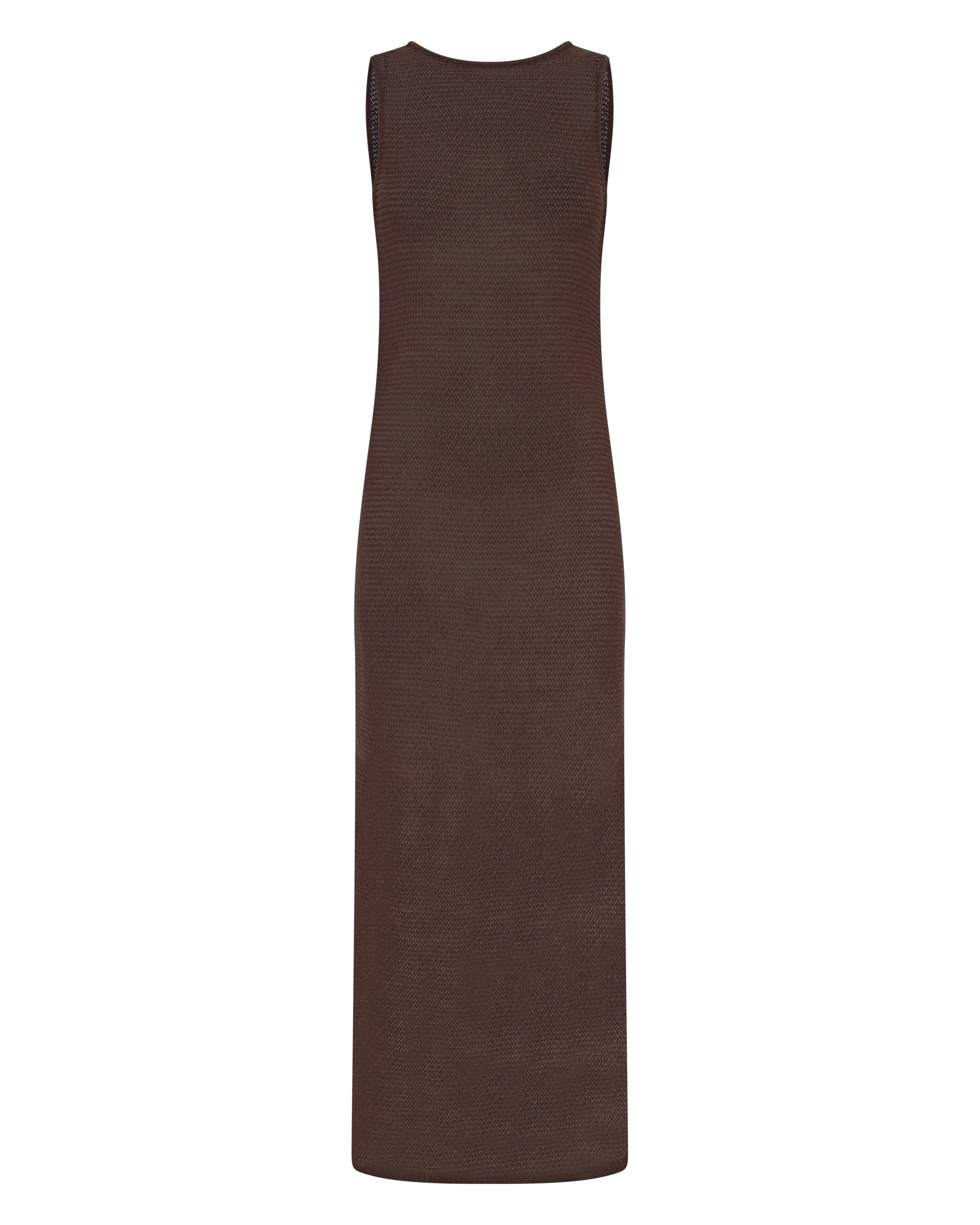 MATISSE KNITTED SCOOPED BACK DRESS IN CHOCOLATE