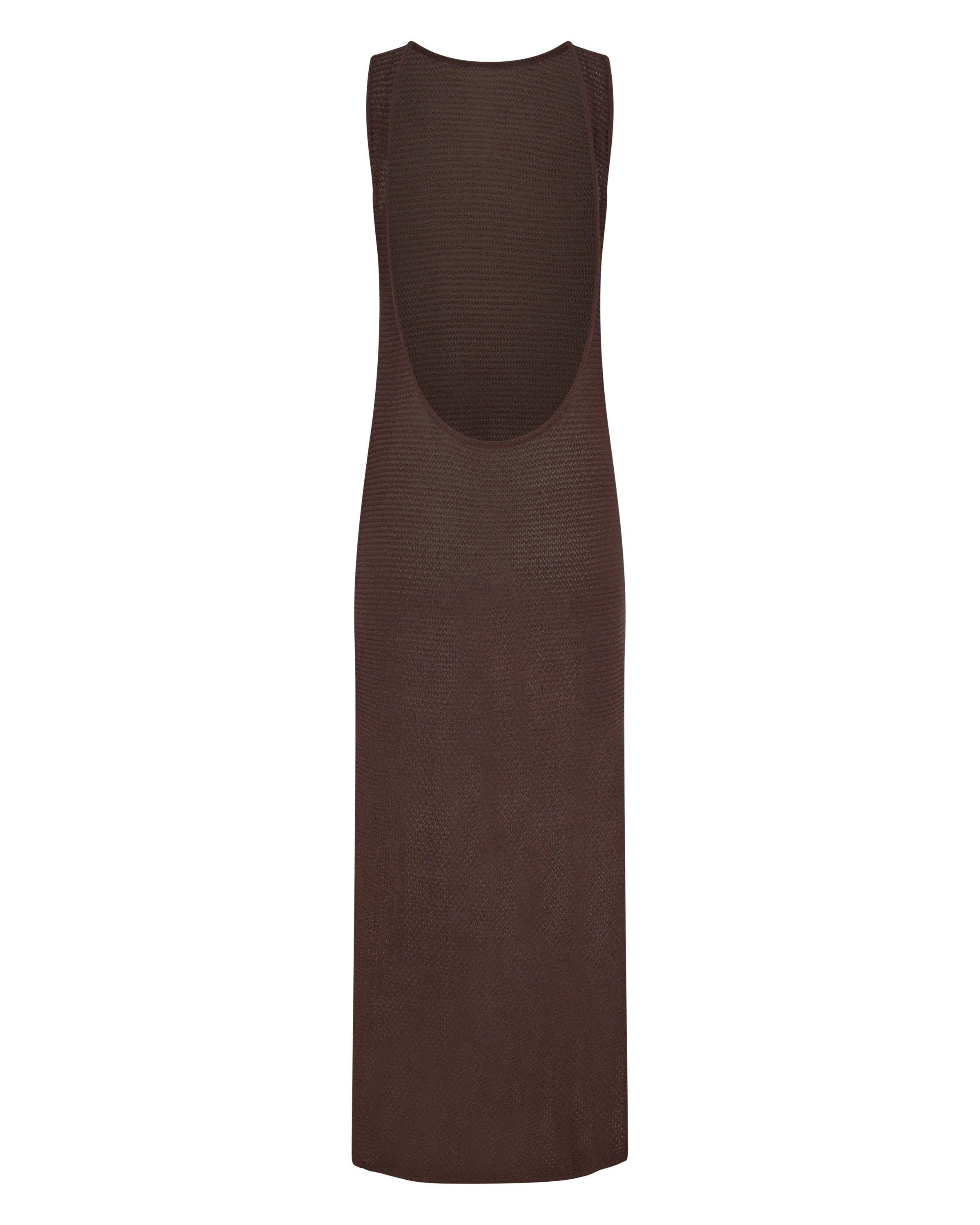 MATISSE KNITTED SCOOPED BACK DRESS IN CHOCOLATE